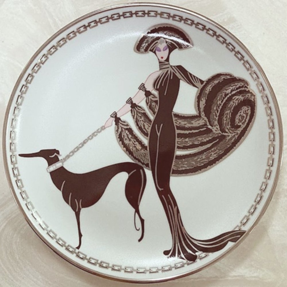 ART DECO FRANKLIN MINT HOUSE of ERTE SYMPHONY in BLACK 8 ¼'' LTD EDITION PLATE